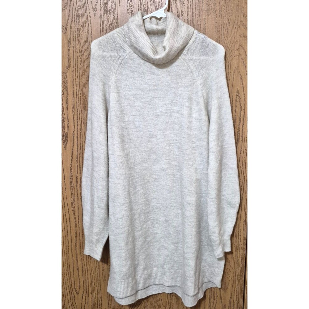 H&M Women's Long Sleeve Oatmeal Turtleneck Knit Sweater Dress Size Small
